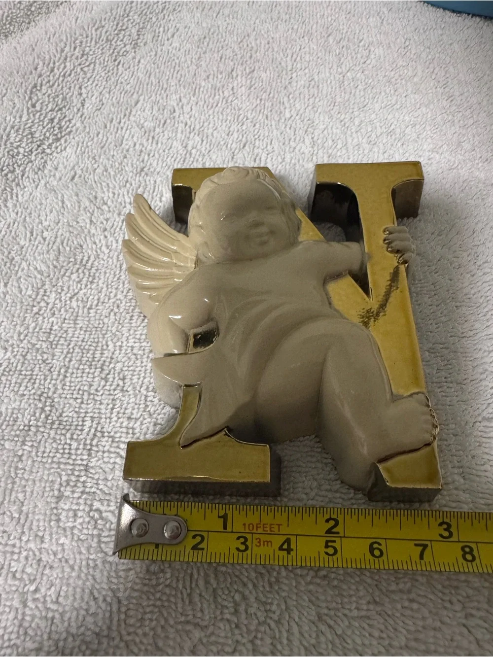 Vintage Christmas MCM Gold NOEL Cherubs Burwood Angel Xmas Mantle Decor VNT